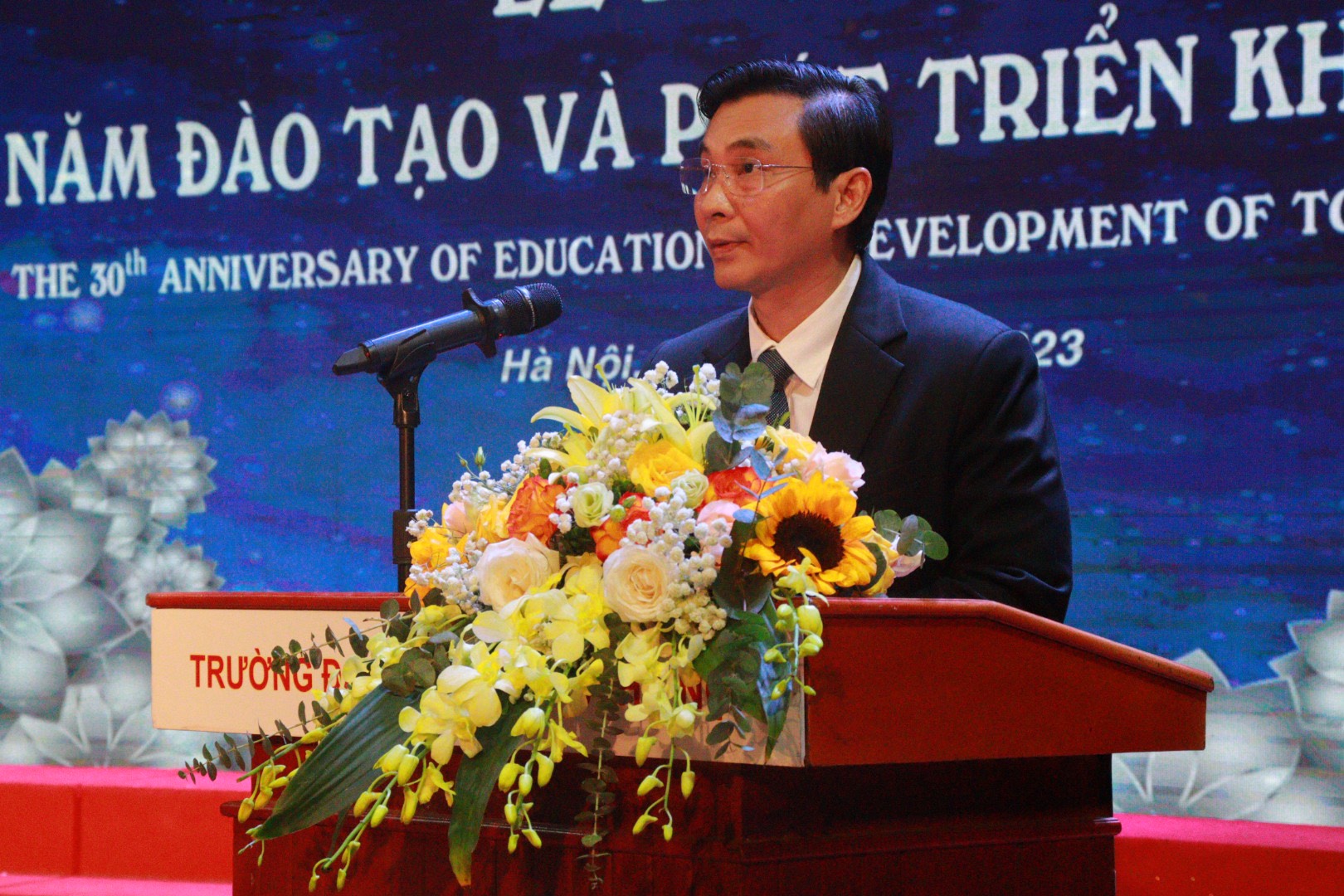 PGS.TS Đinh Công Tuấn, Phó Hiệu trưởng Trường Đại học Văn hóa Hà Nội phát biểu tại Lễ kỷ niệm